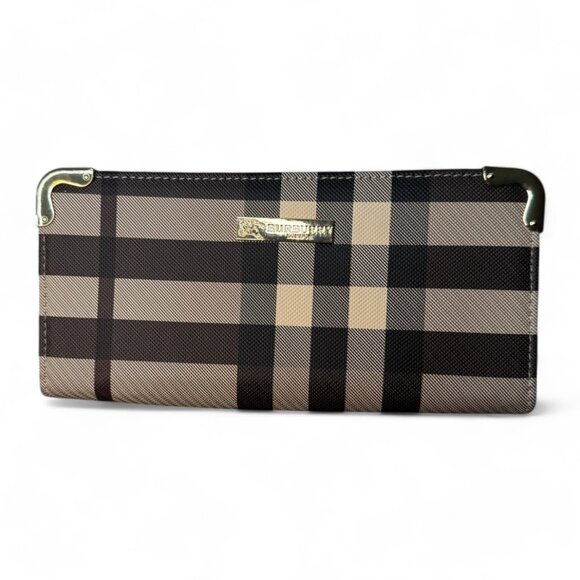 Burberry London Women's Classic Check Wallet with Brass Corner Accents - Picture 1 of 8